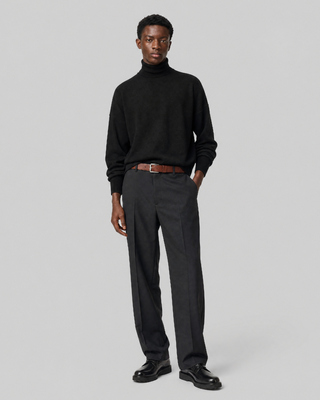 Black Merino Wool Turtleneck Sweater