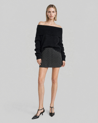 Black Short Skirt with Studs