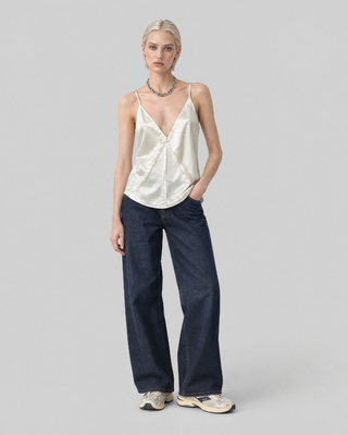 Ecru Satin Spaghetti-Strap Top