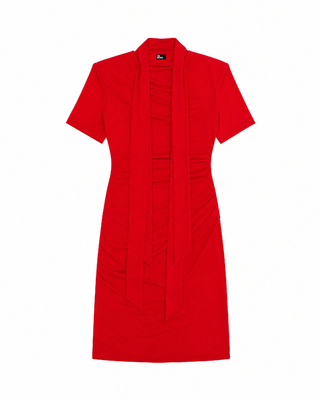 Red Draped Short Dress