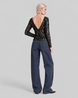Black lace and sequin top