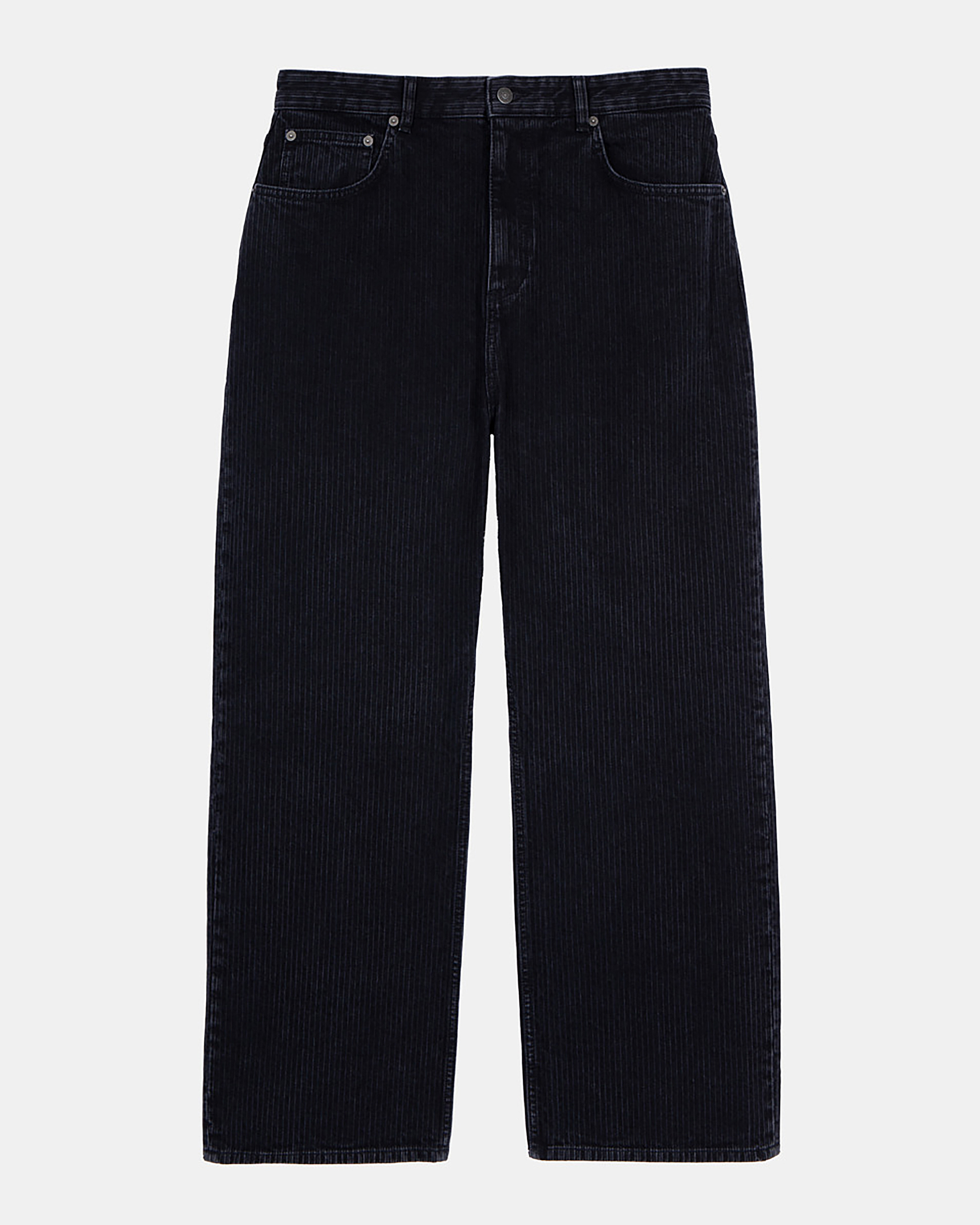 Black ribbed-effect baggy jeans