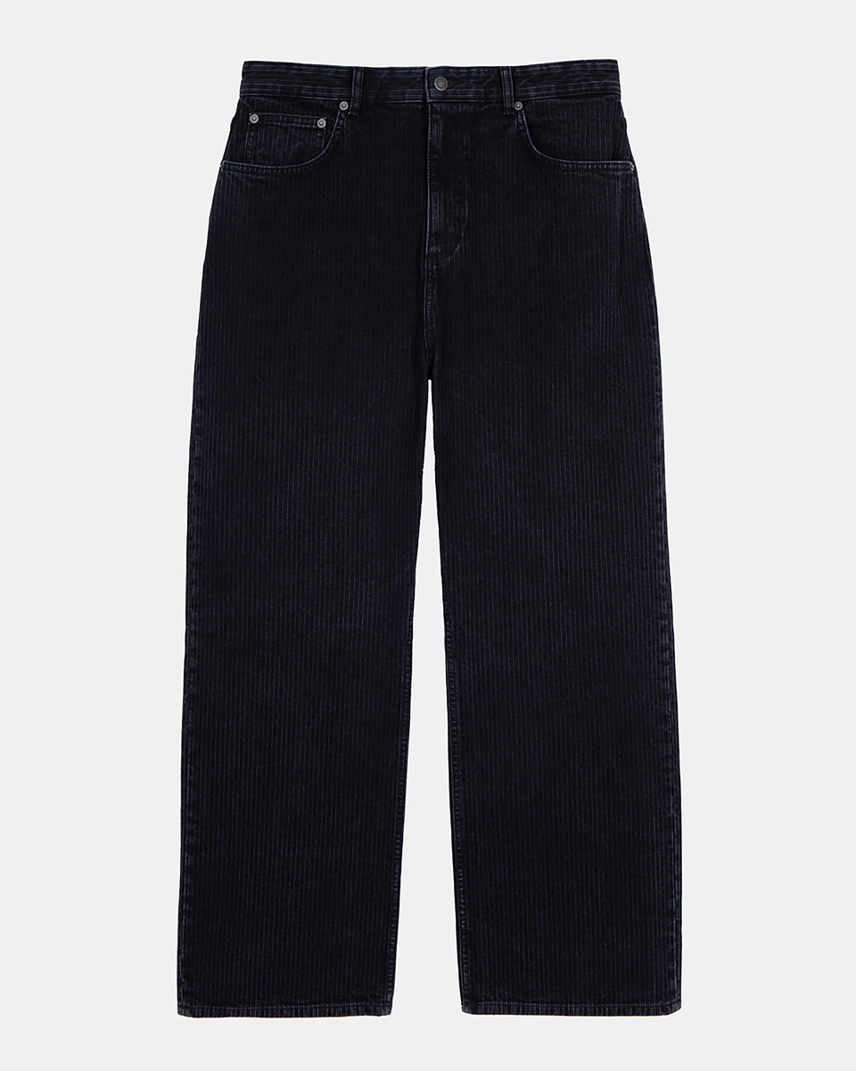 Black ribbed-effect baggy jeans