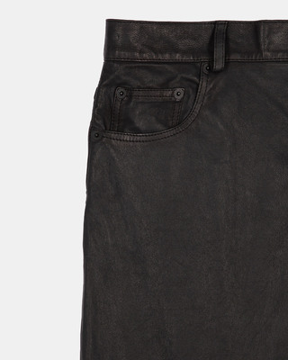Black leather slim-fit pants