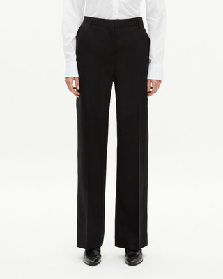 Wide-leg pants with black satin details