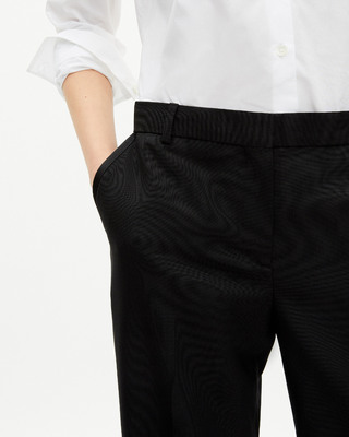 Wide-leg pants with black satin details