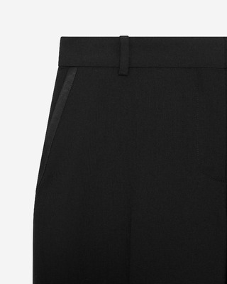 Wide-leg pants with black satin details