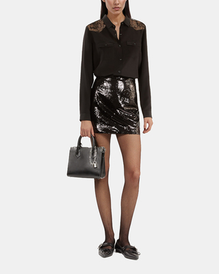Short black sequin skirt