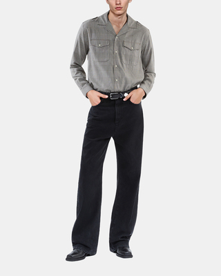 Black ribbed-effect baggy jeans