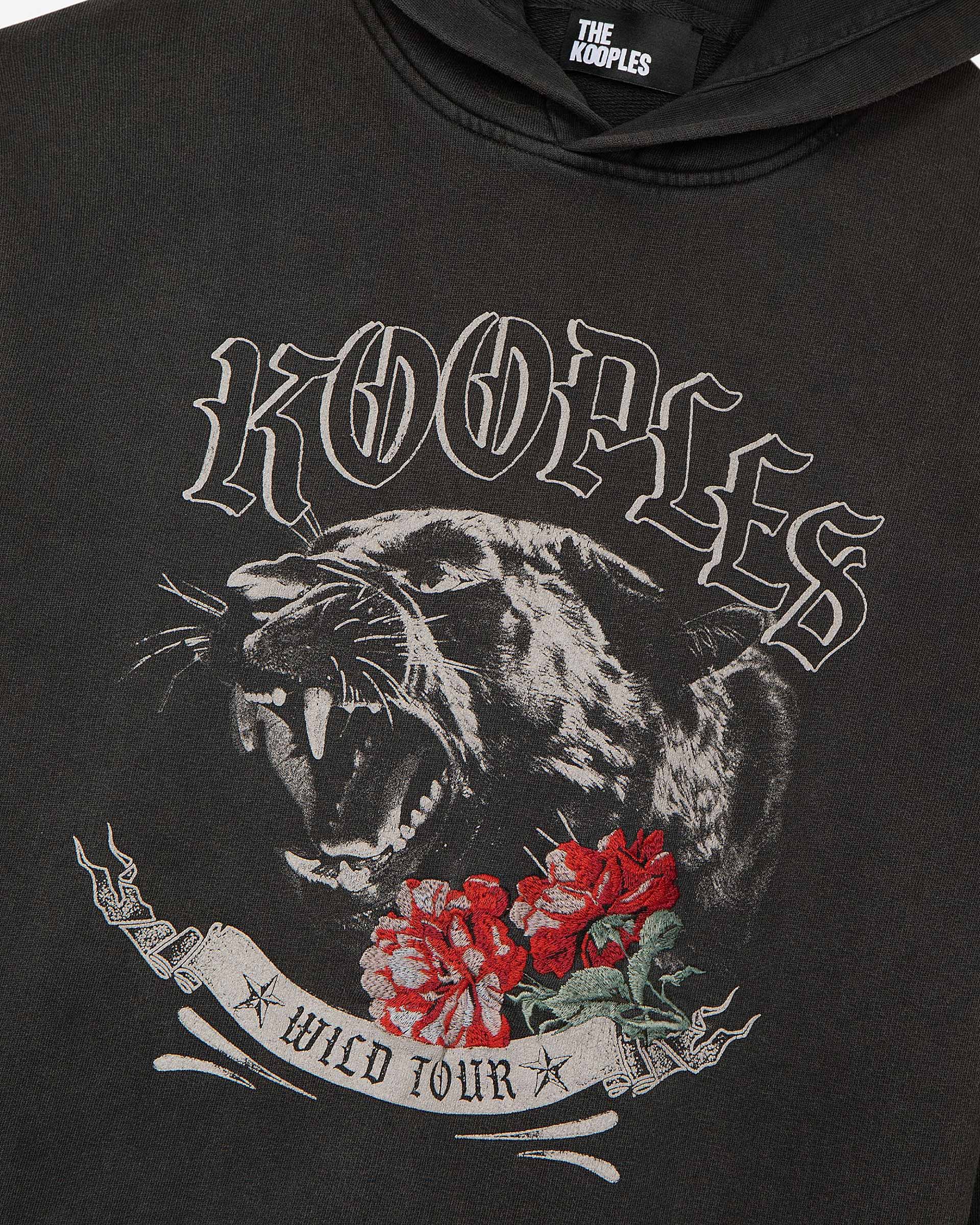 Hooded sweatshirt with Panther silkscreen print in black