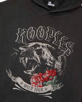 Hooded sweatshirt with Panther silkscreen print in black
